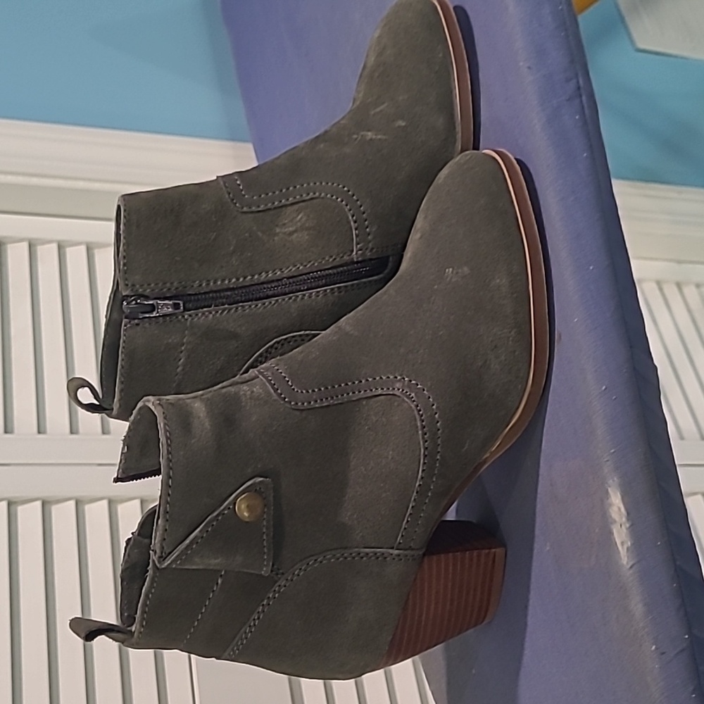 Diba Gray Suede Booties